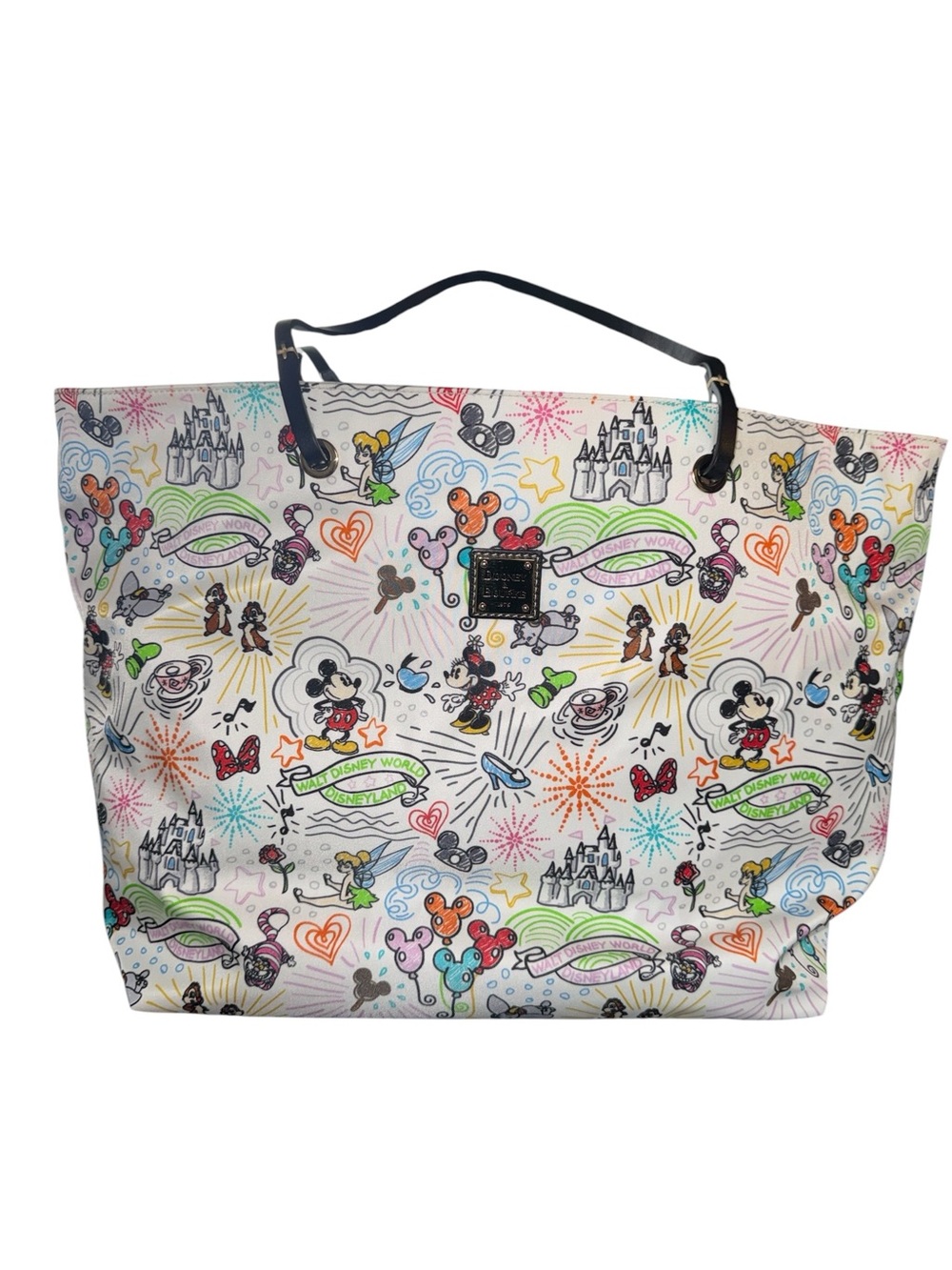 Dooney & Bourke White Multicolor Disney Character Sketch Large Tote Bag